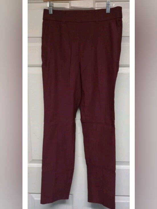 Rafaella Pants - Rafaella Burgundy Straight-Leg Stretch Pants